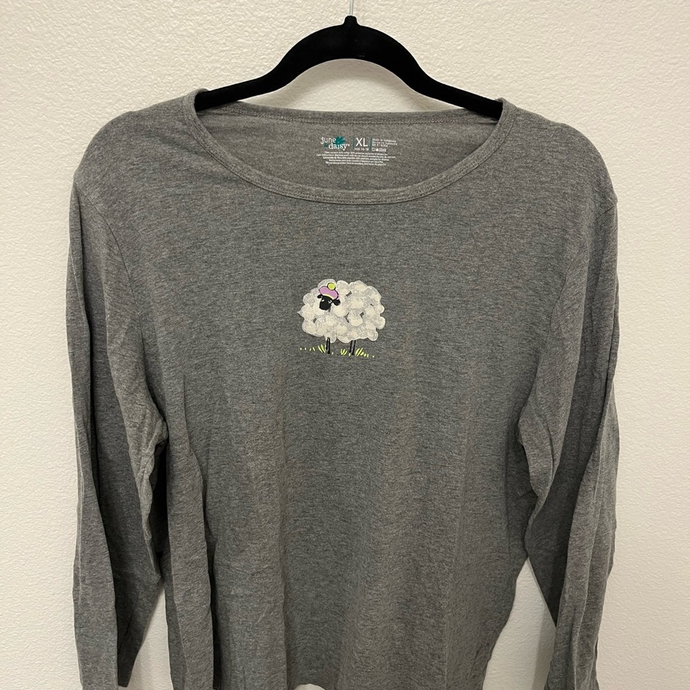 June & Daisy Gray Shirt with Sheep Design